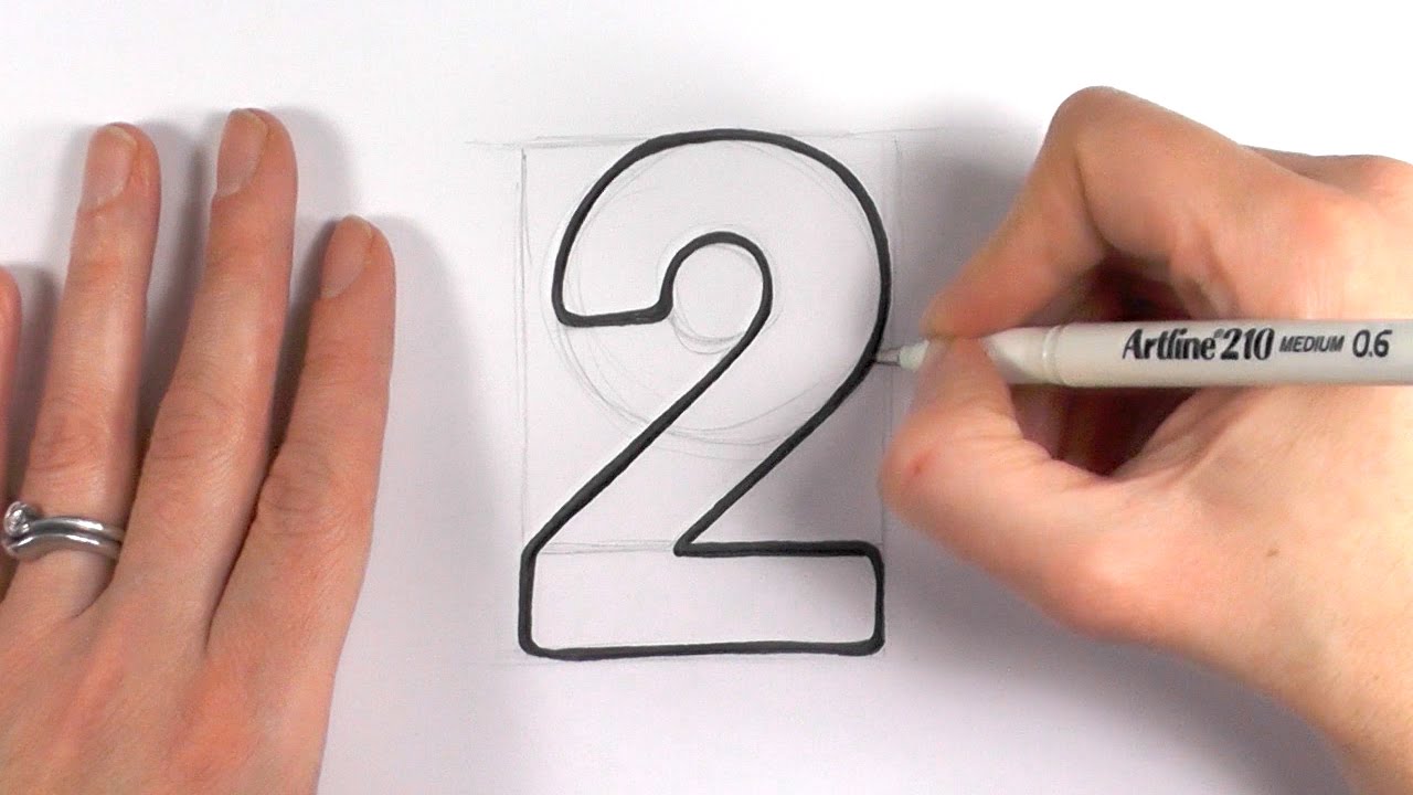 1280x720 How To Draw A Cartoon Number - Number 2 Drawing