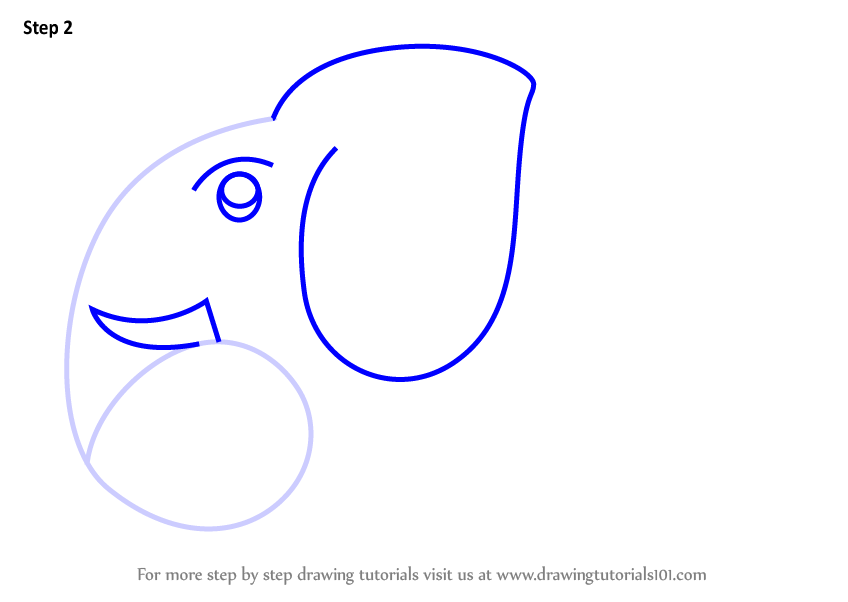 848x602 Learn How To Draw A Elephant Using Number - Number 2 Drawing