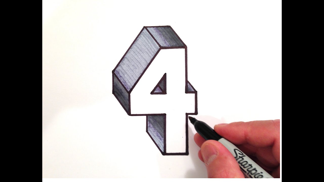 1280x720 How To Draw The Number - Number 4 Drawing