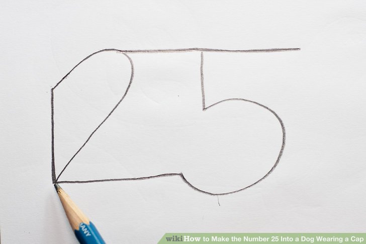 728x485 How To Make The Number Into A Dog Wearing A Cap Steps - Number 4 Drawing