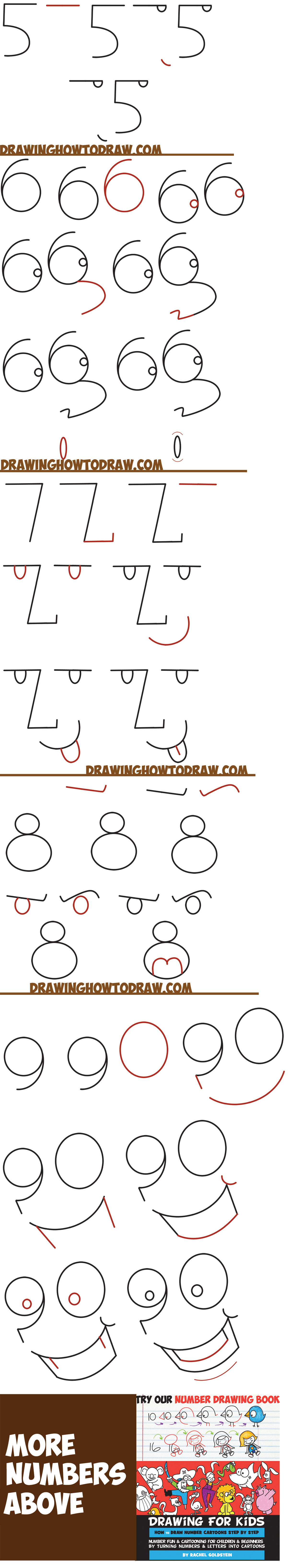 1214x6544 how to draw cartoon faces from numbers - Number 9 Drawing