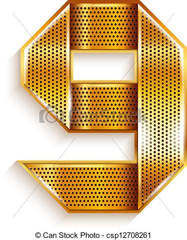 366x470 Number Metal Gold Ribbon - Number 9 Drawing