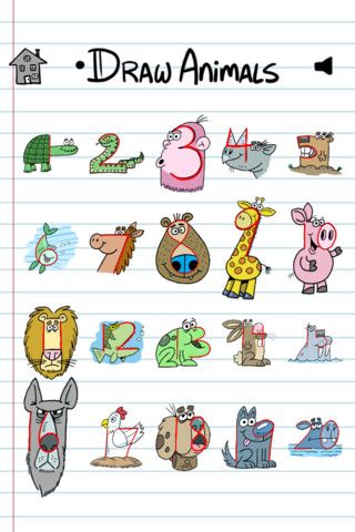 320x480 drawing animals with numbers animal anatomy - Number Animals Drawing