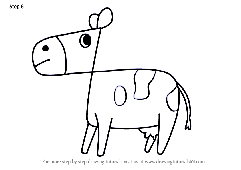 844x598 Learn How To Draw A Cow Using Number - Number Animals Drawing