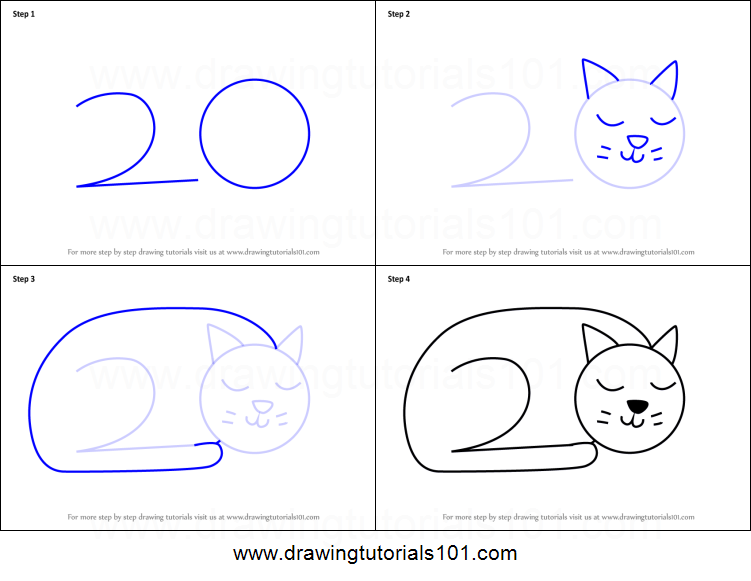 751x581 How To Draw A Cat Using Number Printable Step - Number Drawing