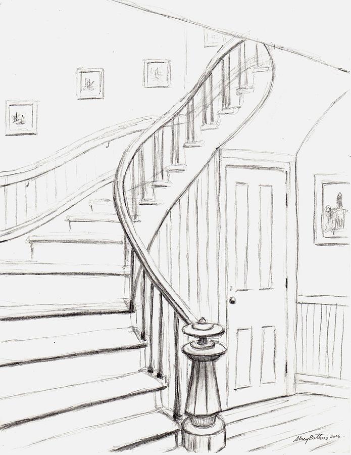 695x900 old courthouse stairs number one drawing - Number One Drawing