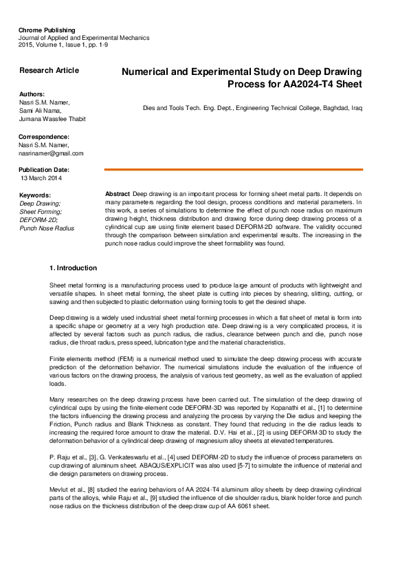 595x842 numerical and experimental study on deep drawing process - Numerical Drawing