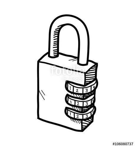 458x500 padlock doodle, a hand drawn vector doodle illustration - Numerical Drawing