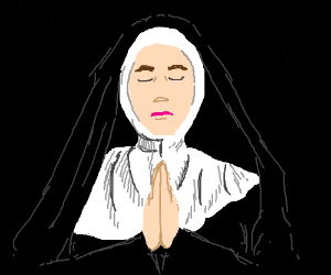 300x250 Nun Praying Drawing - Nun Drawing