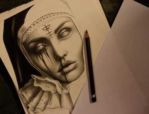 500x382 Nun Drawing Art Tattoo Designs, Tattoo Sketches, Body Art Tattoos - Nun Drawing