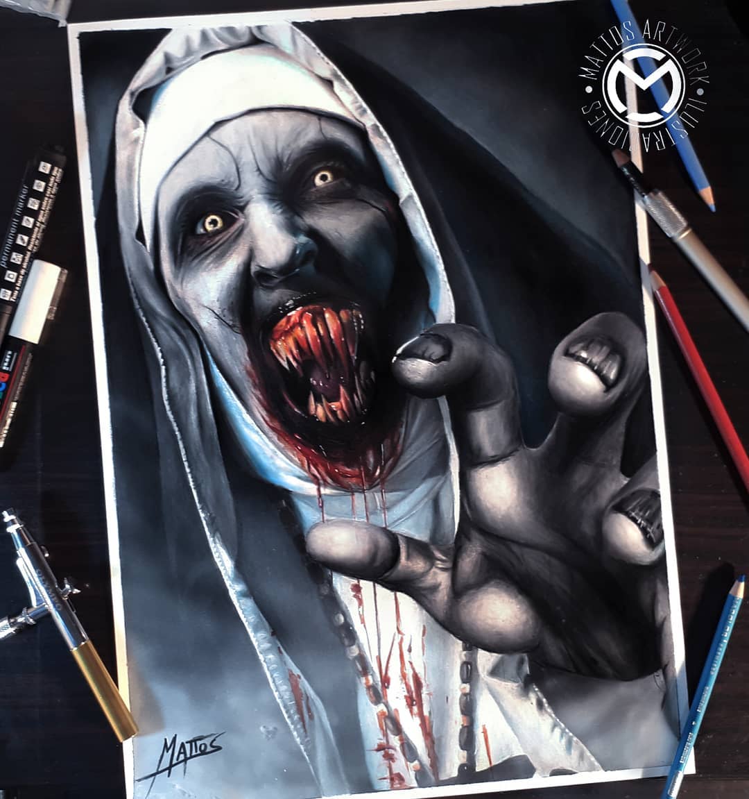 1080x1151 The Nun Drawing - Nun Drawing