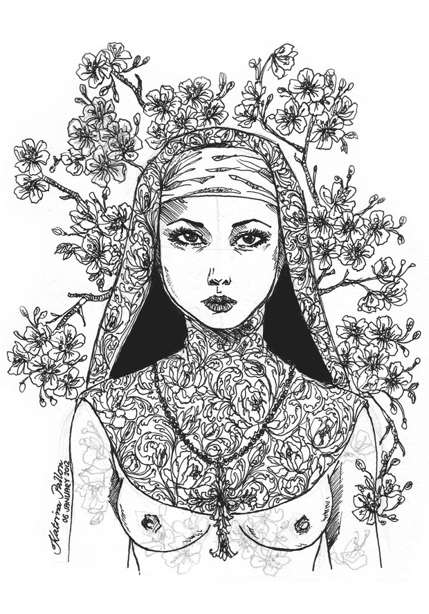 620x886 Skullcandy Drawing Nun For Free Download - Nun Drawing