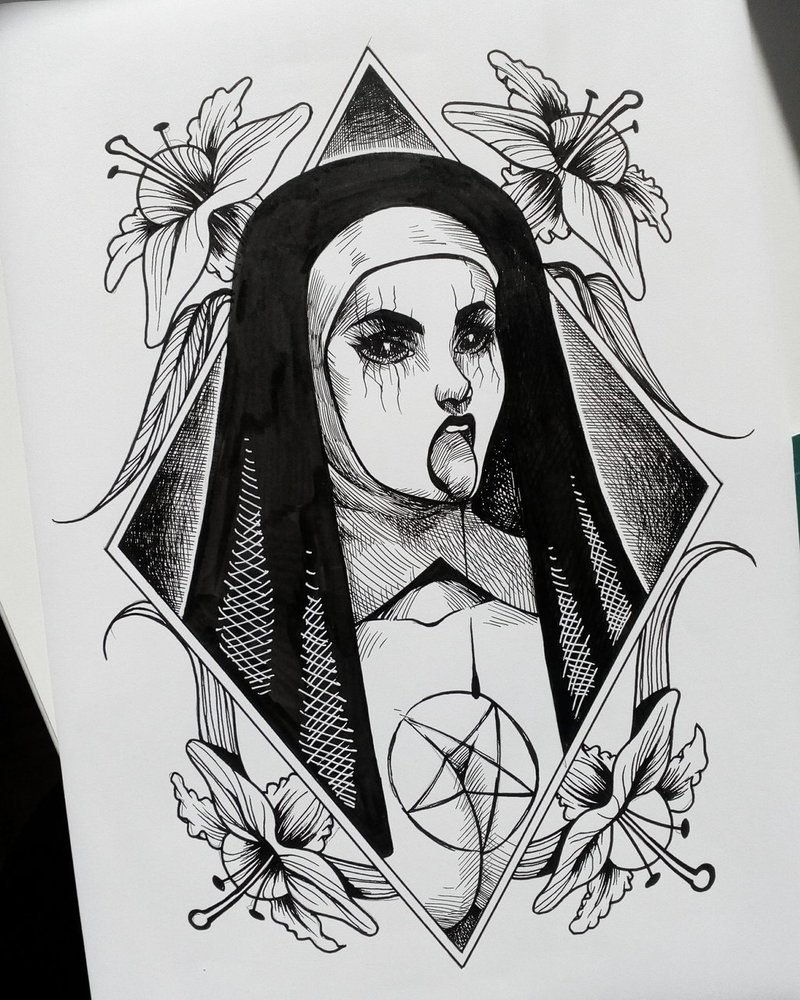 Nun Drawing For Free. 