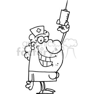 300x300 grinning nurse with syringe in slippers clipart royalty free - Nurse Cartoon Drawing