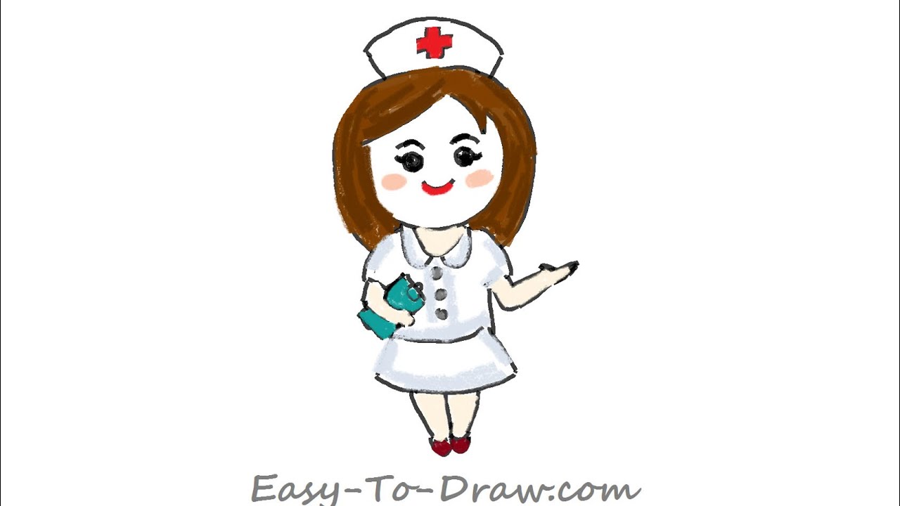 1280x720 how to draw a cartoon registered nurse with a notebook in hand - Nurse Cartoon Drawing