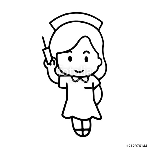 500x500 nurse cartoon illustration isolated on white background - Nurse Cartoon Drawing