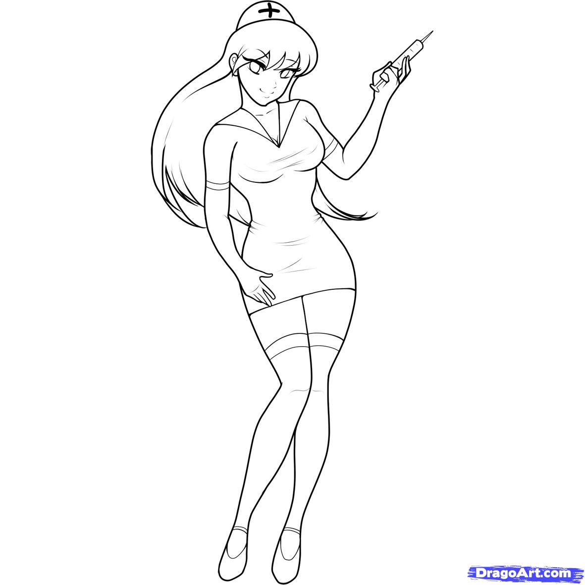 1181x1181 step how to draw a nurse - Nurse Drawing