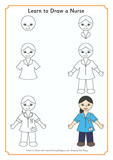 460x650 Learn To Draw Professions - Nurse Drawing For Kids