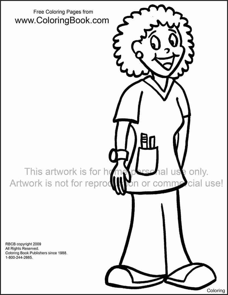 800x1035 Doctor Coloring Pages For Kids Nurse - Nurse Drawing For Kids