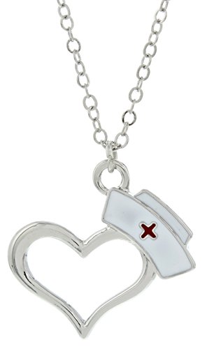 296x500 heart necklace nursing hat cap fashion silver tone jewelry gift - Nurse Hat Drawing