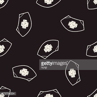 416x416 nurse hat doodle drawing seamless pattern background premium - Nurse Hat Drawing