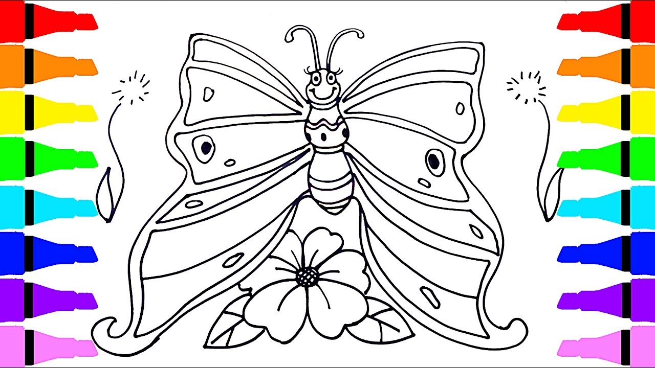 1280x720 Butterfly Drawing And Coloring For Kids Children Drawing - Nursery Drawing