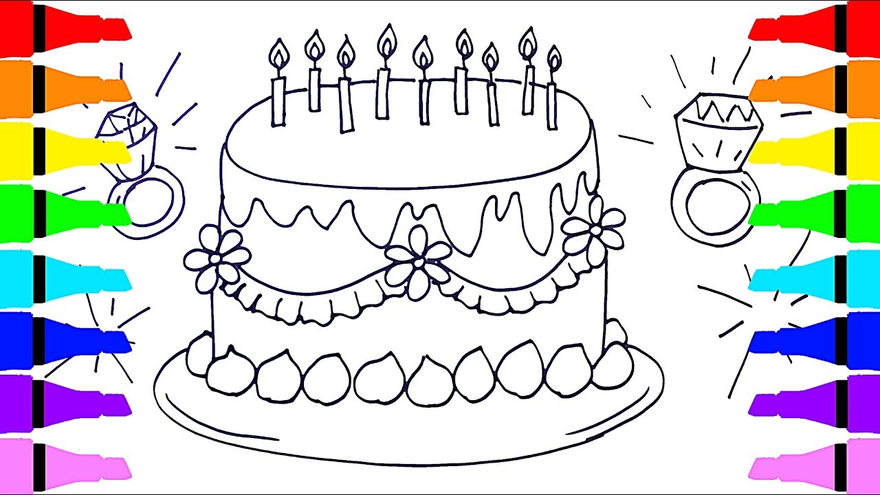 1280x720 Cake Drawing And Coloring For Kids Children Drawing Coloring - Nursery Drawing