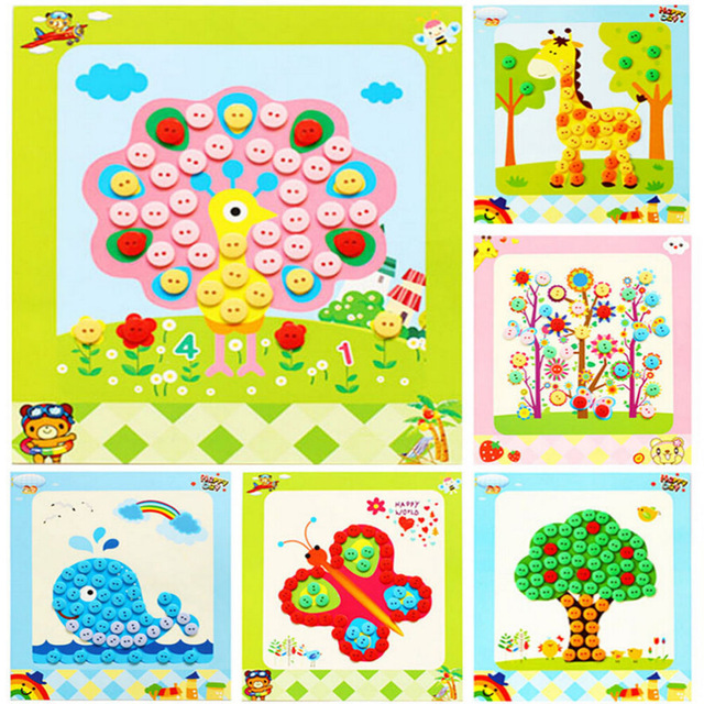 640x640 Kids Children Drawing Toys Diy Picture Handmade Buttons Paste - Nursery Drawing