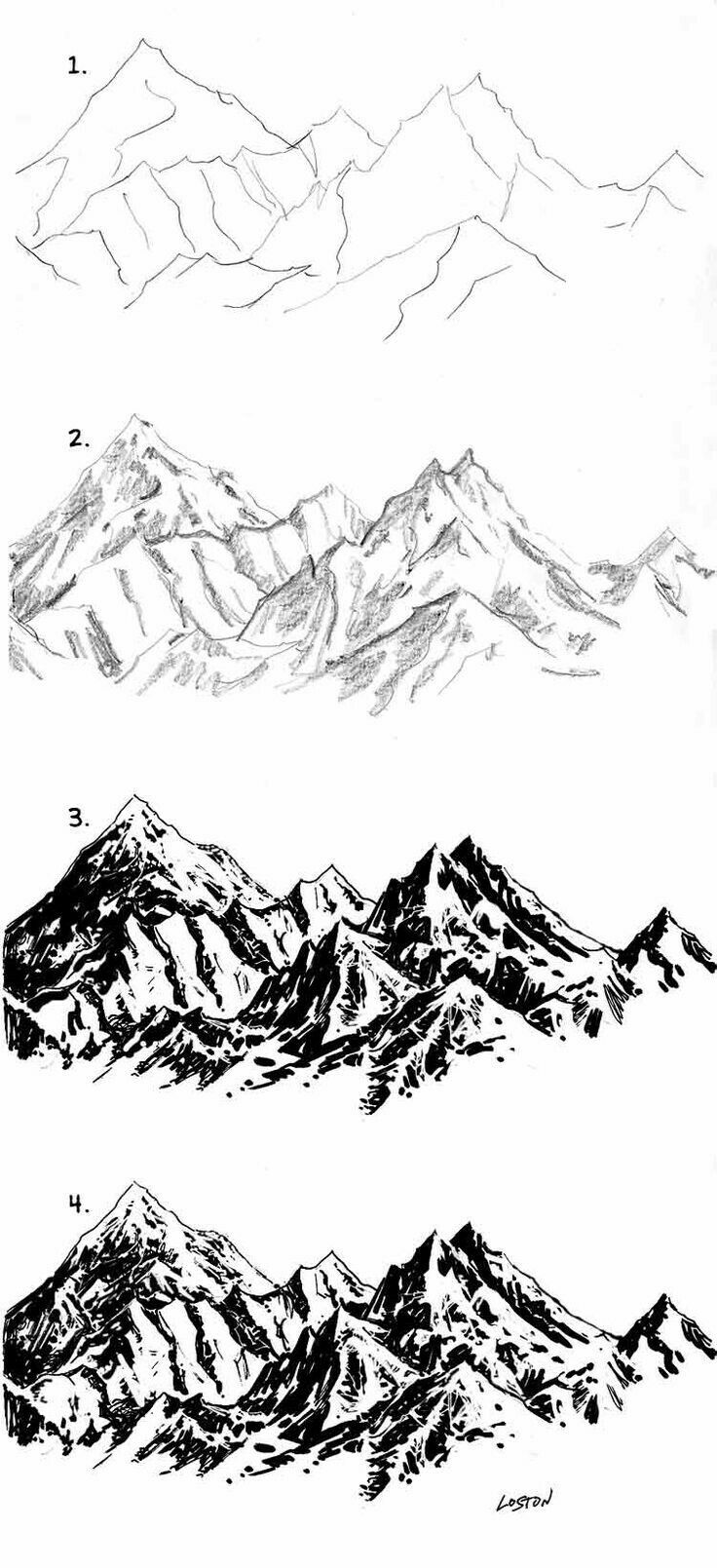 736x1609 Nurture Tutorials Nature Tutorials Drawings, Art, Mountain Drawing - Nurture Drawing