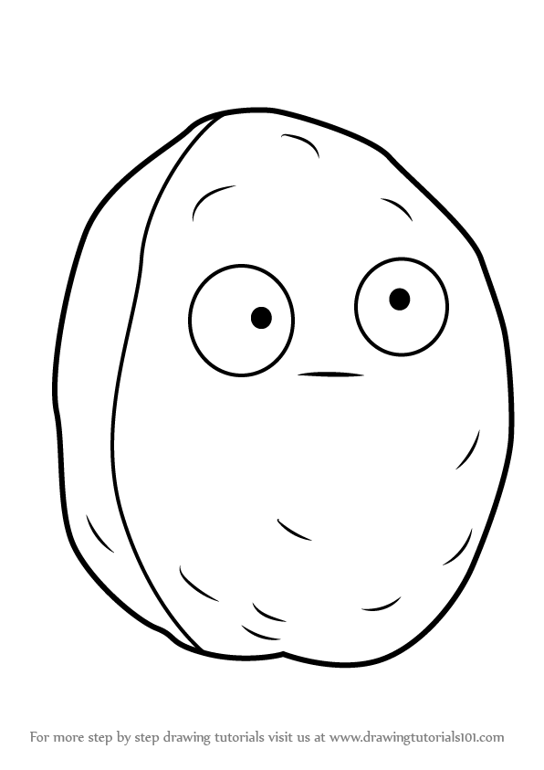 596x843 Learn How To Draw Wall Nut From Plants Vs Zombies - Nut Drawing