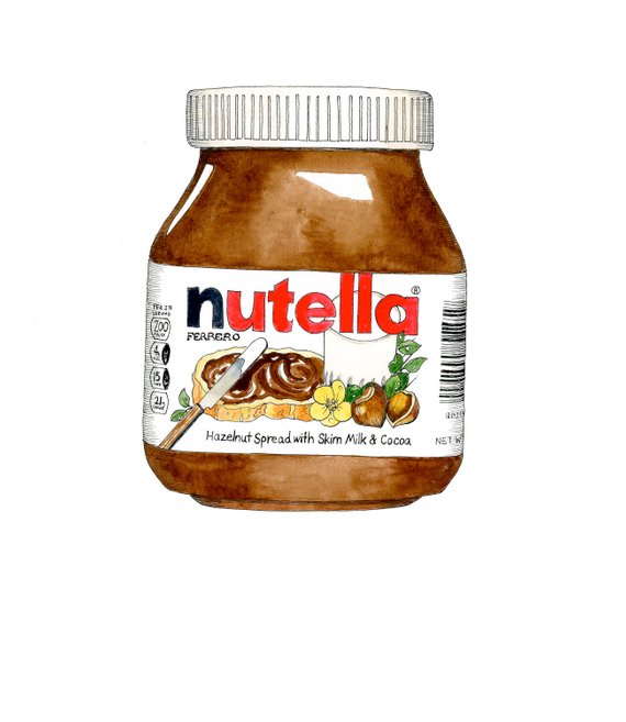 570x657 Nutella Illustration Pen And Wash Print Chocolate Spread Etsy - Nutella Drawing