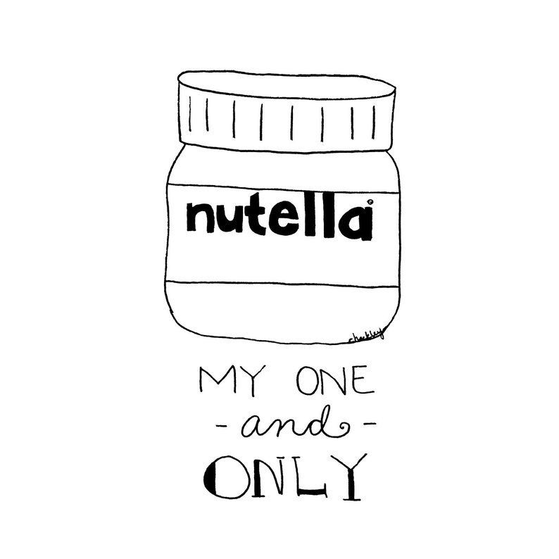 794x794 Nutella My One And Only Black And White Illustration Etsy - Nutella Drawing