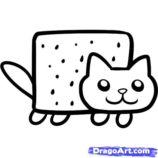 535x535 How To Draw Pop Tart Cat, Nyan Cat, Step - Nyan Cat Drawing