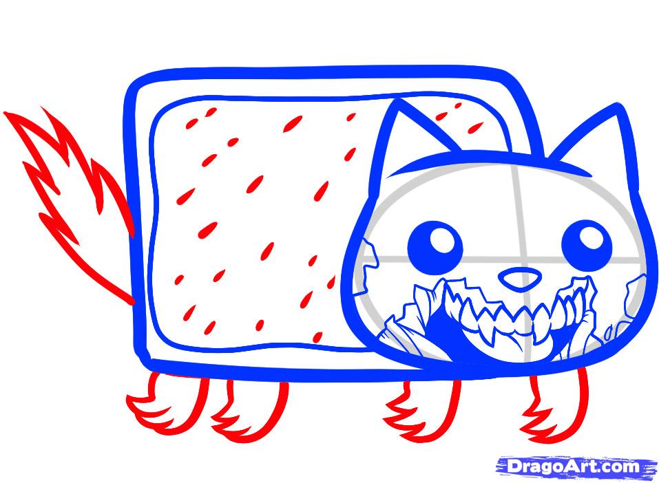 957x702 draw zombie nyan cat, zombie nyan cat, step - Nyan Cat Drawing