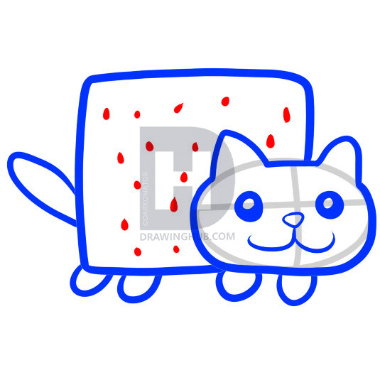 535x535 How To Draw Pop Tart Cat, Nyan Cat, Step - Nyan Cat Drawing