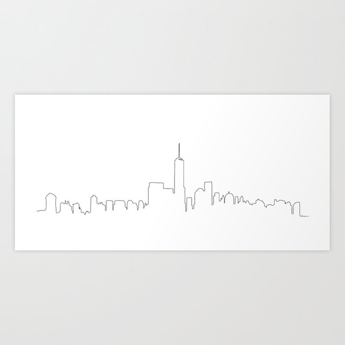 700x700 Nyc Skyline Outline Art Print - Nyc Skyline Line Drawing
