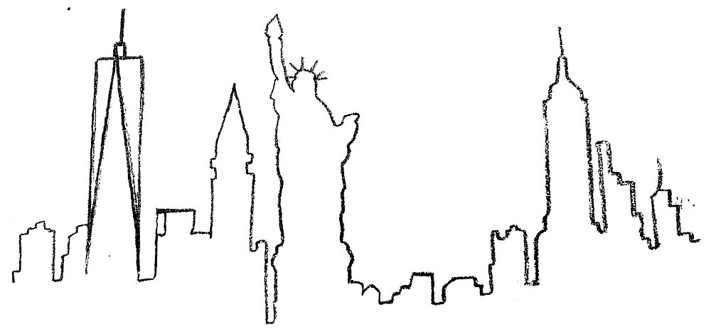 1000x463 Nyc Skyline Tattoo Shirt - Nyc Skyline Line Drawing