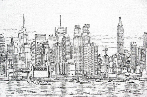 599x398 New York City - Nyc Skyline Line Drawing