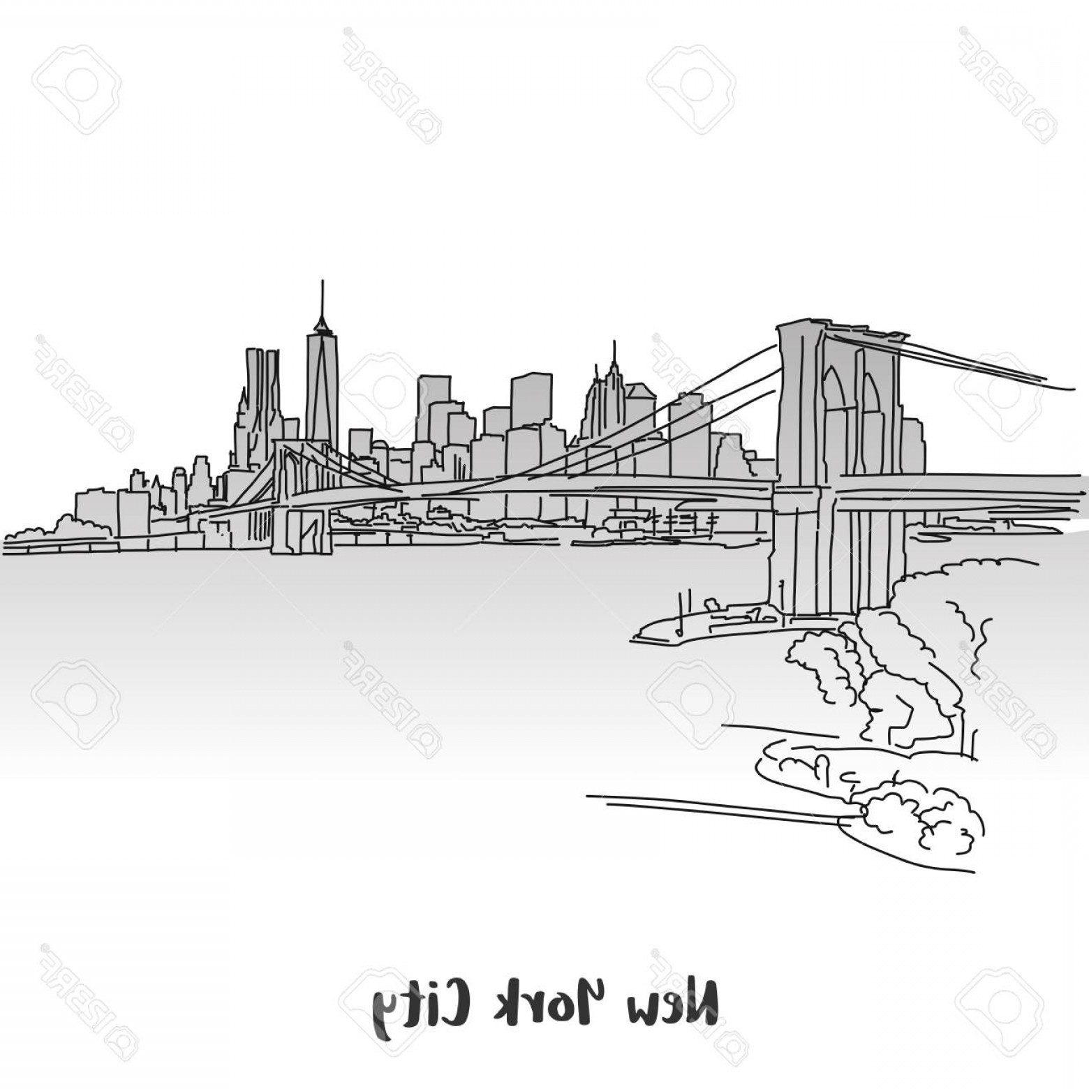1560x1560 Photostock Vector Nyc Skyline Greeting Card Design Hand Drawn - Nyc Skyline Line Drawing