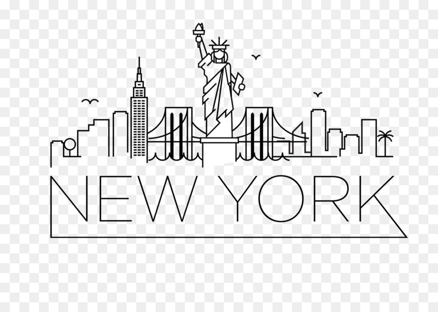 900x640 Skyline, Drawing, Sketch, Transparent Png Image Clipart Free - Nyc Skyline Line Drawing
