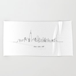 264x264 Line Drawing Beach Towels - Nyc Skyline Line Drawing