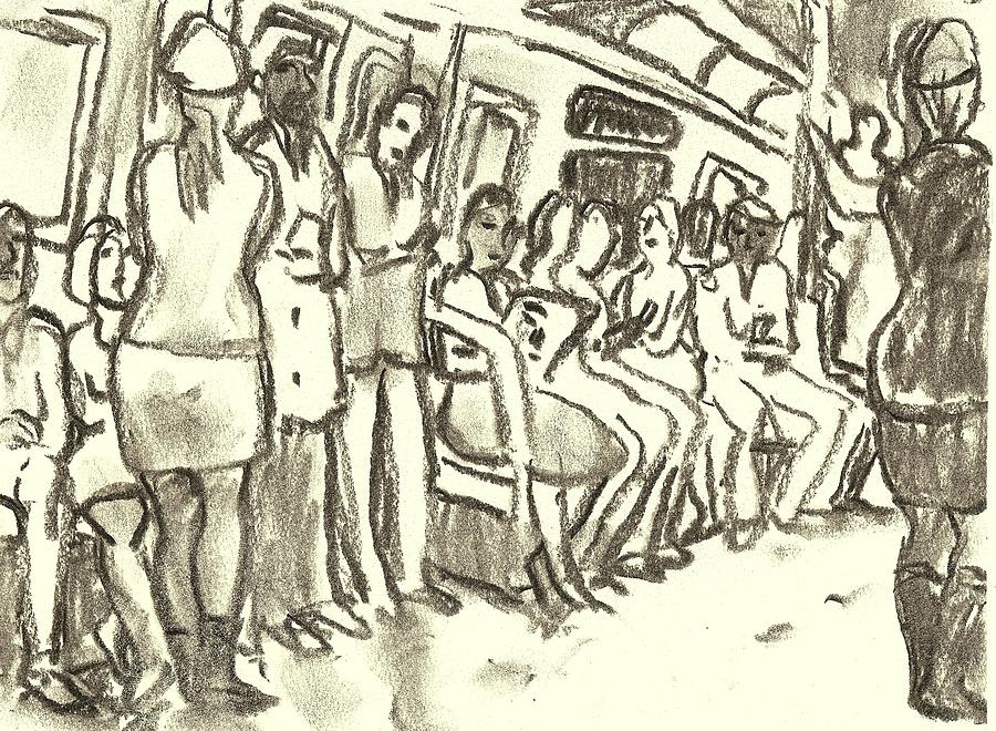 900x660 strap hangers, nyc subway drawing - Nyc Subway Drawing