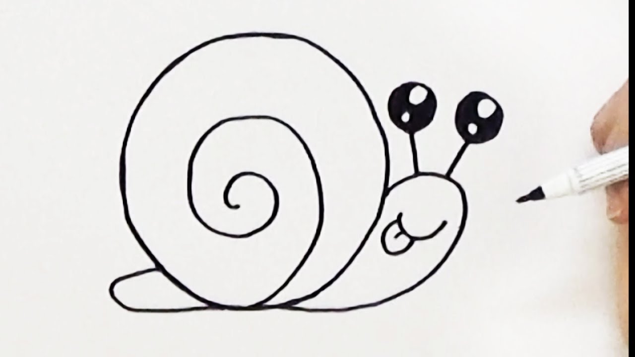 1280x720 How To Draw Cartoon Snail With The Letter O - O Drawing