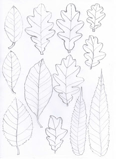 233x320 Bugs And Fishes - Oak Leaf Drawing Template
