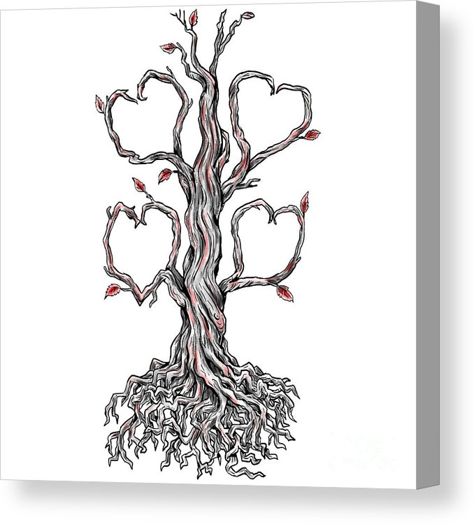 678x750 twisted oak tree heart branch tattoo canvas print canvas art - Oak Tree Branch Drawing