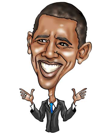 350x438 political caricatures - Obama Caricature Drawing