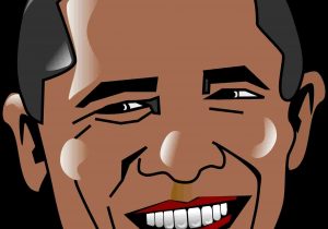 300x210 trump barack obama cartoon caricature stock vector royalty - Obama Cartoon Drawing