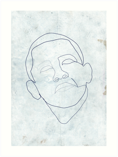 413x549 Barack Obama One Line Drawing Art Prints - Obama Drawing