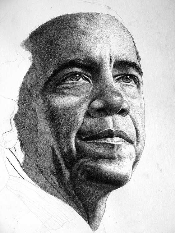 563x750 Through The Eyes Of John Baselmans Step - Obama Drawing