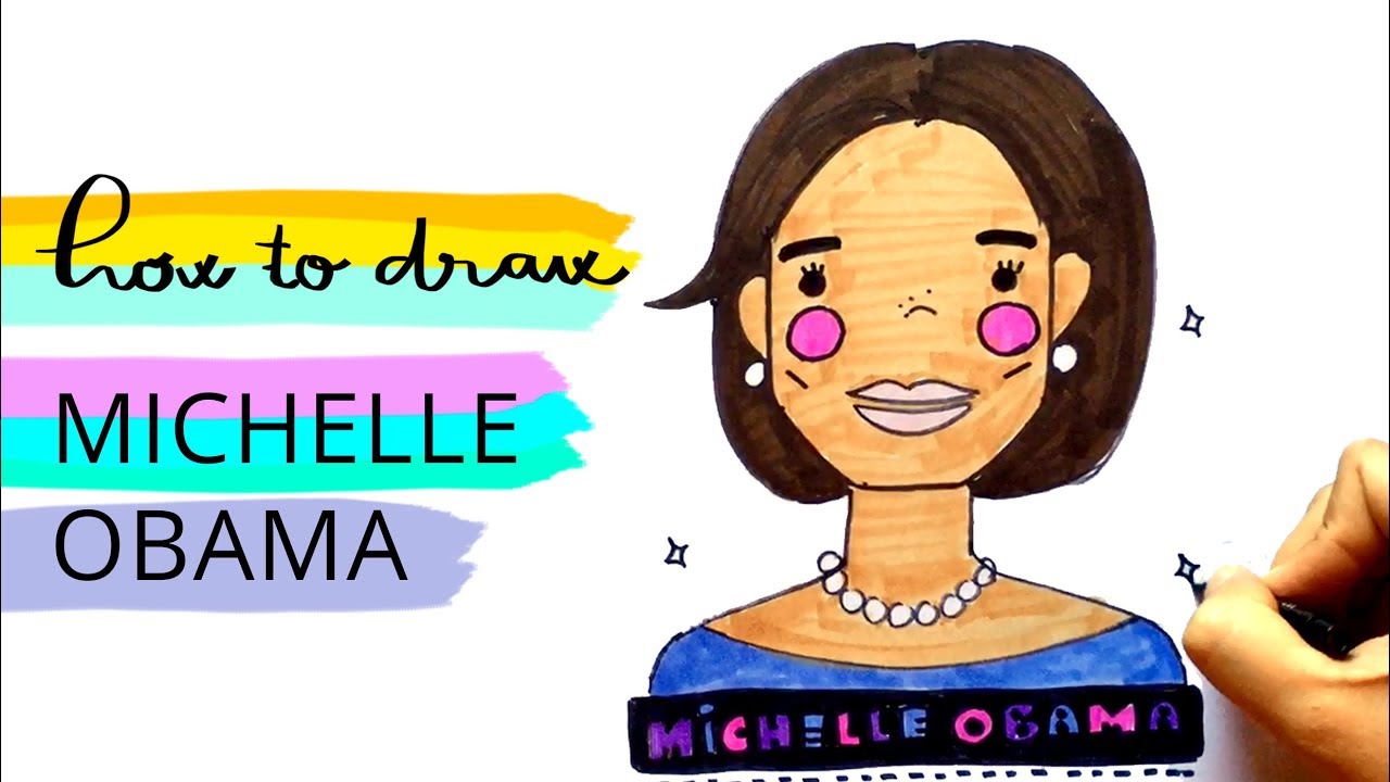 1280x720 Easy Drawing How To Draw Michelle Obama - Obama Drawing Easy